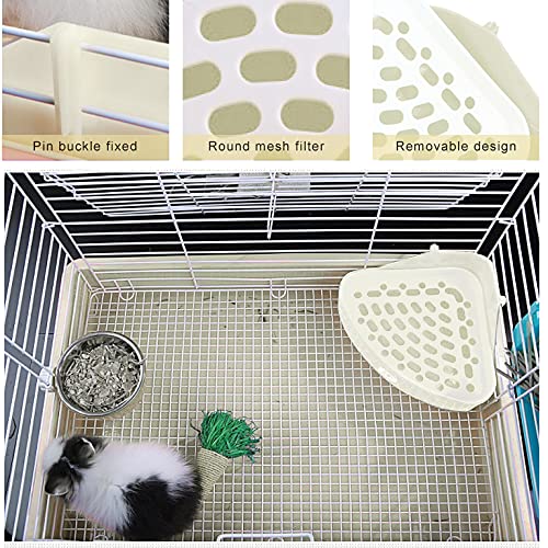 Lvjkes Orinal de Conejito, Orinal para Mascotas, Potty Potty Triángulo Durable Plástico Fácil de Limpiar Potty Formación para Hamster Chinchilla Conejo Guinea Conejillo (Blanco)
