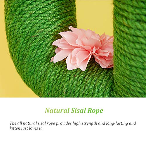 LXFA Rascador para Gatos Rascador de Gato Verde Cactus con Flor - Árbol para Gatos Moderno para Gatitos/Gatos pequeños/medianos - Decoración del Dormitorio de la Sala de Estar del hogar