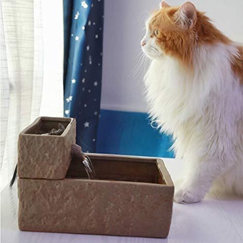 LXTIN Fuente de Agua para Gatos - Dispensador de Agua Inteligente de cerámica, 1.9L de Gran Capacidad, Productos de higiene para Gatos, Agua de circulación automática (Color: Marrón)