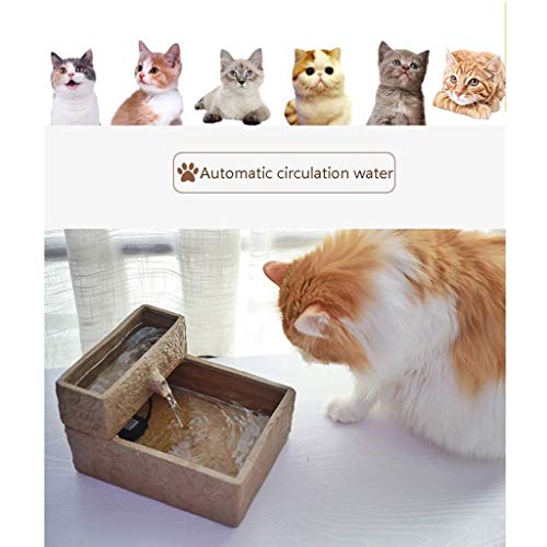LXTIN Fuente de Agua para Gatos - Dispensador de Agua Inteligente de cerámica, 1.9L de Gran Capacidad, Productos de higiene para Gatos, Agua de circulación automática (Color: Marrón)