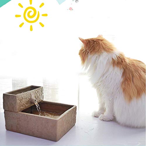 LXTIN Fuente de Agua para Gatos - Dispensador de Agua Inteligente de cerámica, 1.9L de Gran Capacidad, Productos de higiene para Gatos, Agua de circulación automática (Color: Marrón)