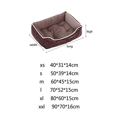 LXYPLM Cama para Perros y Gatos Piel de Vaca Vintage venado de Goma Terciopelo Pana Mascota Nido Perro extraíble Perrera Gato Arena Mascotas Calentito Cojín (Color : Chrome, Size : L)