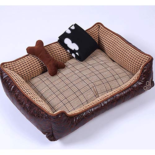 LXYPLM Cama para Perros y Gatos Piel de Vaca Vintage venado de Goma Terciopelo Pana Mascota Nido Perro extraíble Perrera Gato Arena Mascotas Calentito Cojín (Color : Chrome, Size : L)