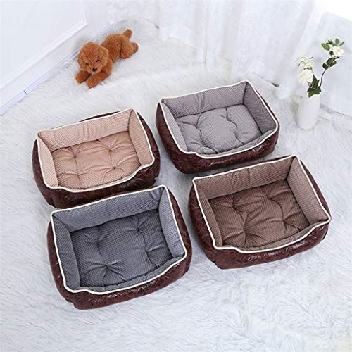 LXYPLM Cama para Perros y Gatos Piel de Vaca Vintage venado de Goma Terciopelo Pana Mascota Nido Perro extraíble Perrera Gato Arena Mascotas Calentito Cojín (Color : Chrome, Size : L)