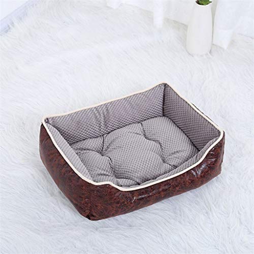 LXYPLM Cama para Perros y Gatos Piel de Vaca Vintage venado de Goma Terciopelo Pana Mascota Nido Perro extraíble Perrera Gato Arena Mascotas Calentito Cojín (Color : Chrome, Size : L)