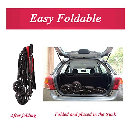 LXYPLM Silla Paseo Perros Plegable Perro Travel Cochecito Ventana Frontal de Malla Pet Travel Cochecito Plegable Silla de Paseo Perro del Gato del Cochecito de niño del Basculador Buggy 4 Ruedas Rojo
