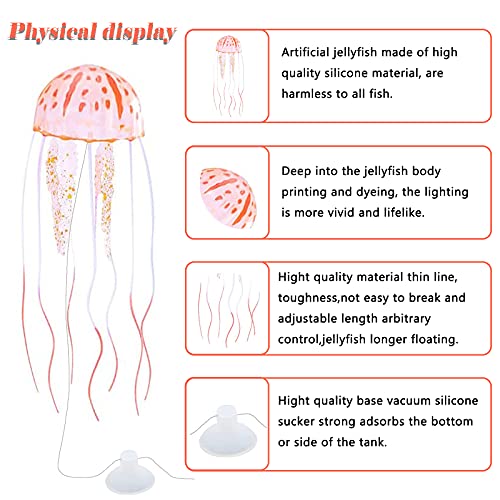 LYQQY Decoración Medusas, 6 Piezas Medusas Artificiales Adorno de Medusas Decoración Realista y Natural Medusas Artificiales para Pecera Casera, Decoración del Acuario, 15x15cm