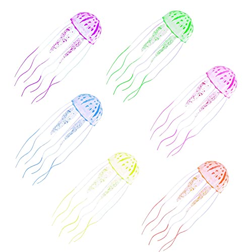 LYQQY Decoración Medusas, 6 Piezas Medusas Artificiales Adorno de Medusas Decoración Realista y Natural Medusas Artificiales para Pecera Casera, Decoración del Acuario, 15x15cm