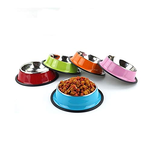 LZZR Bebida del perro casero del acero inoxidable de los tazones de fuente del perrito Gatos Alimentación de agua del plato de viajes alimentador alimentación antideslizantes Los comederos de Animales