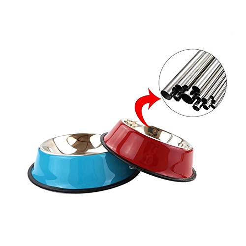 LZZR Bebida del perro casero del acero inoxidable de los tazones de fuente del perrito Gatos Alimentación de agua del plato de viajes alimentador alimentación antideslizantes Los comederos de Animales