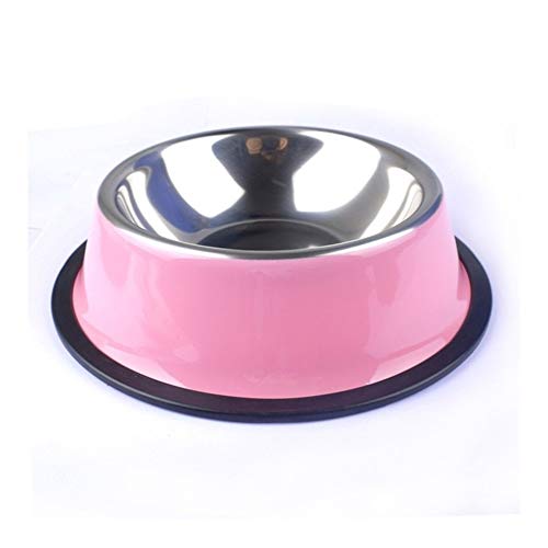 LZZR Bebida del perro casero del acero inoxidable de los tazones de fuente del perrito Gatos Alimentación de agua del plato de viajes alimentador alimentación antideslizantes Los comederos de Animales