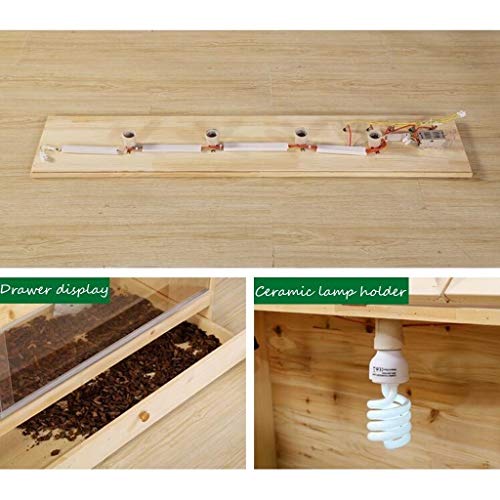Madera Vivarium Box, Crianza Ver Lagarto Tortuga Serpiente Jaula Hábitat Cisterna de Transporte Caja de Pet Shop Caja del Gato del Perro casa del Animal doméstico (Size : 60 * 40 * 40CM)