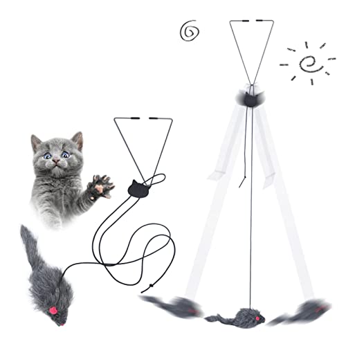 MagiDeal Juguete del ratón del Gato Juguete Interactivo Puerta Colgante Ratones de Felpa Receptor de Ejercicio Juguete Divertido del Gato para Gatito