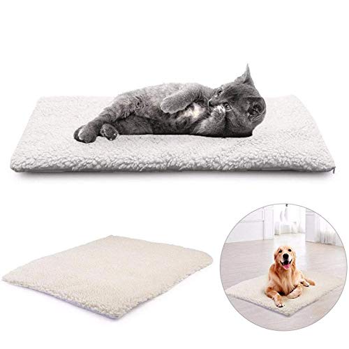 Manta autocalentable para Perros y Gatos 90x64cm sin Electricidad - Manta calefactora Premium para Gatos como Manta calefactora - Manta para Gatos Segura y autocalentable (Color : White)
