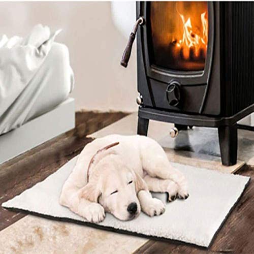 Manta autocalentable para Perros y Gatos 90x64cm sin Electricidad - Manta calefactora Premium para Gatos como Manta calefactora - Manta para Gatos Segura y autocalentable (Color : White)