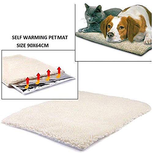 Manta autocalentable para Perros y Gatos 90x64cm sin Electricidad - Manta calefactora Premium para Gatos como Manta calefactora - Manta para Gatos Segura y autocalentable (Color : White)