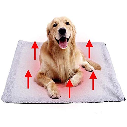 Manta autocalentable para Perros y Gatos 90x64cm sin Electricidad - Manta calefactora Premium para Gatos como Manta calefactora - Manta para Gatos Segura y autocalentable (Color : White)