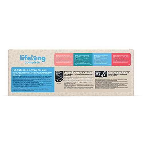 Marca Amazon - Lifelong Alimento completo para gatos adultos - Collección Mar (72x 85gr)