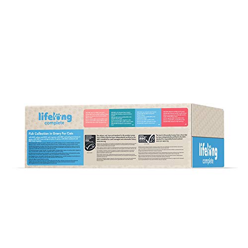 Marca Amazon - Lifelong Alimento completo para gatos adultos - Collección Mar (72x 85gr)