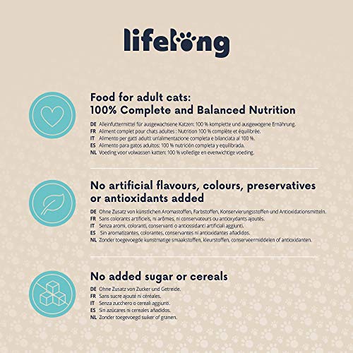 Marca Amazon - Lifelong Cat Food - Surtido de patés, Paquete de 32 x 100g