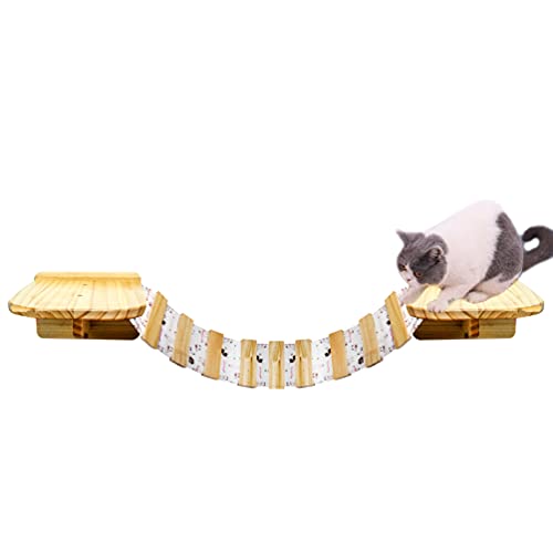 Marco de Escalada para Gatos, Soporte de pared para gatos, puente colgante Para Gatos Tablero De Plataforma De Madera Para Gatos Con Estantes Escalera De Madera Maciza para Gatos