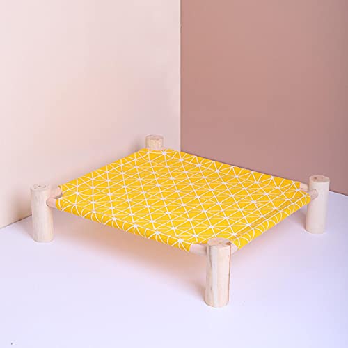 Mascota Gatos Perros Casa elevada Hamaca de verano respirable Descanso Gatos y perros Razas de conejos Suministros para mascotas duraderos extraíbles Sofá cama-Azul floral, 52.6cmx48.3cmx13cm