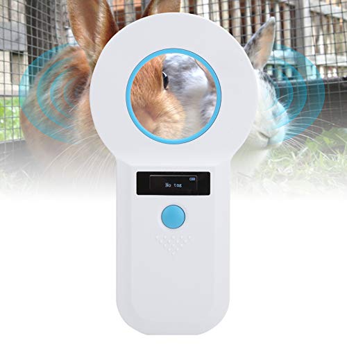Mascota Micro Chip Escáner, Mascota Etiqueta Escáner, Portátil OLED Perro Gato Etiqueta Lector,RFID EMID Animal Mano Lector Recargable Para Perro Gato Seguimiento, Vaca Cerdo 134,2 KHz W90B(blanco)