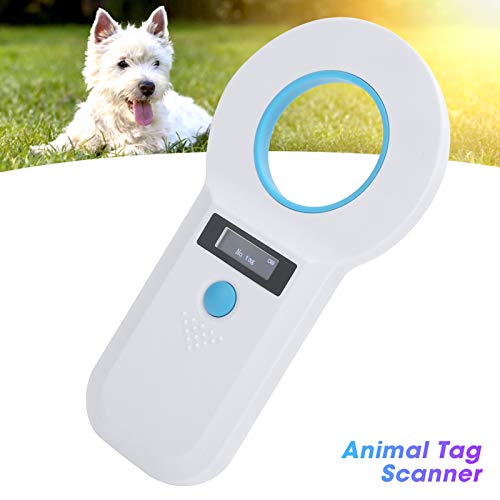 Mascota Micro Chip Escáner, Mascota Etiqueta Escáner, Portátil OLED Perro Gato Etiqueta Lector,RFID EMID Animal Mano Lector Recargable Para Perro Gato Seguimiento, Vaca Cerdo 134,2 KHz W90B(blanco)