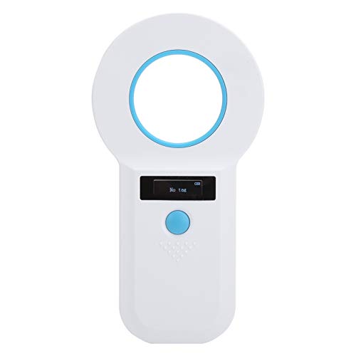 Mascota Micro Chip Escáner, Mascota Etiqueta Escáner, Portátil OLED Perro Gato Etiqueta Lector,RFID EMID Animal Mano Lector Recargable Para Perro Gato Seguimiento, Vaca Cerdo 134,2 KHz W90B(blanco)