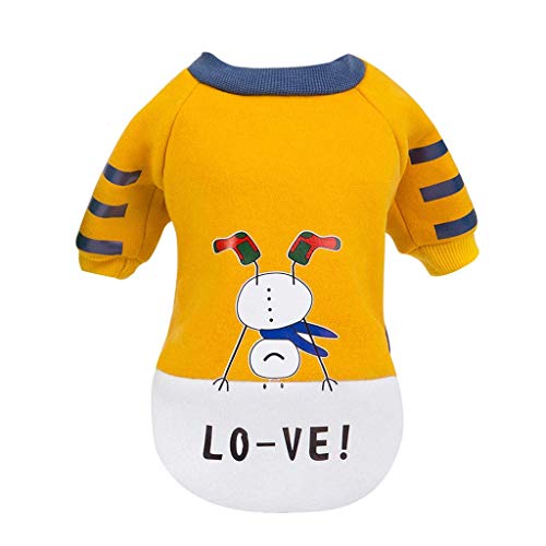 MAZ Ropa de Impresión de Muñeco de Nieve de Navidad, Pet Cable Invierno Invierno Caliente Caliente Caliente Soft Shirt Shirse Abrigo - Vestido de Manga Larga Grossen Ropa Navidad,Amarillo