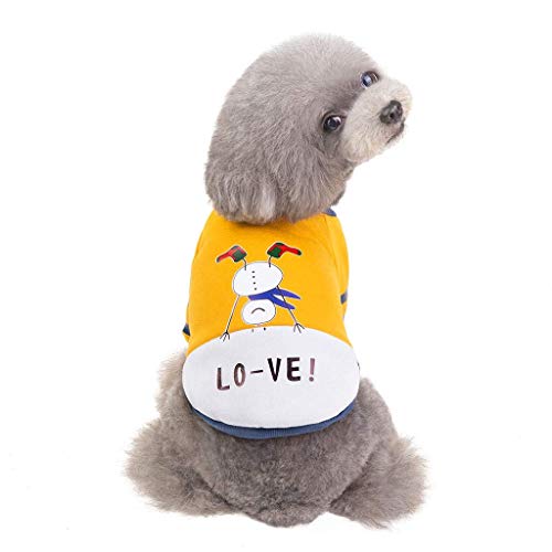 MAZ Ropa de Impresión de Muñeco de Nieve de Navidad, Pet Cable Invierno Invierno Caliente Caliente Caliente Soft Shirt Shirse Abrigo - Vestido de Manga Larga Grossen Ropa Navidad,Amarillo