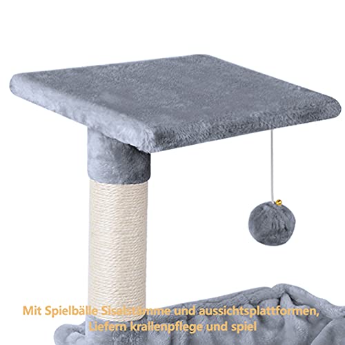M&Catree árbol para Gatos rascador para Gato Escalador Poste para Arañar Centro de Múltiples Actividades de Mascotas Torre Gato con Plataformas y Refugios Juguetes de Sisal Natural Altura 70 cm Gris