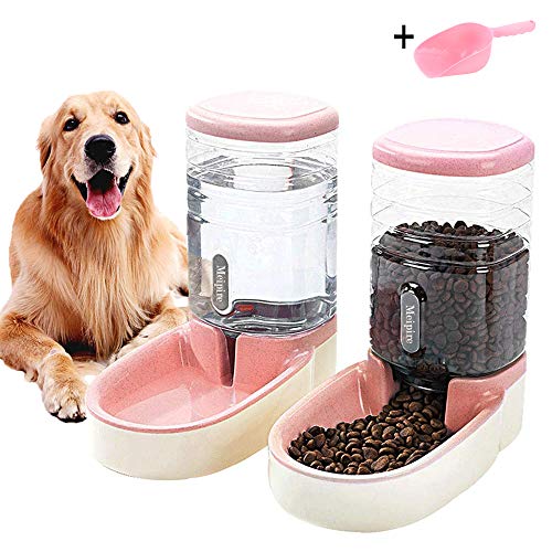 Meipire Pets - Comedero automático de 3,8 L, alimentador de Alimentos y dispensador de Agua para Perros pequeños y Grandes, Gatos y Mascotas Animales