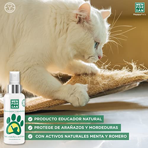 MENFORSAN Antiarañazos y antimordeduras 60ml, Producto educador Natural para Gatos