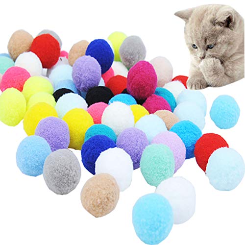 mengger 70Pcs Juguetes para Gatos Pelotas Pompones Bolas Gatos Pelotas Interactivo Entrenamiento para Animal Doméstico Gatos Bola