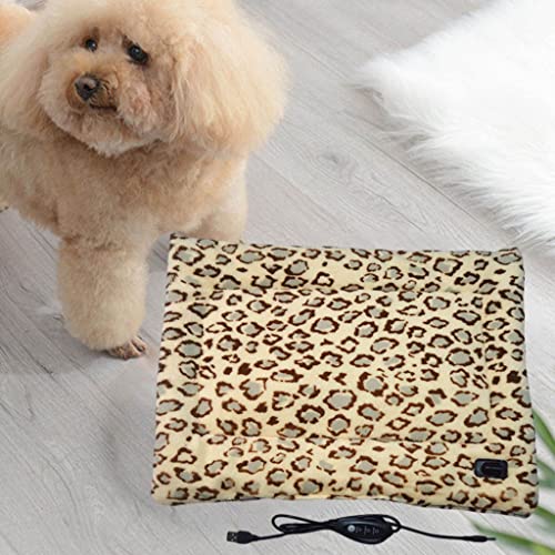 MERIGLARE Cojín de calefacción para Mascotas Lavable Manta Calentador de colchoneta con calefacción eléctrica Cojín de Cama de Temperatura de Tres Grados Suave - Leopardo de Tres Grados