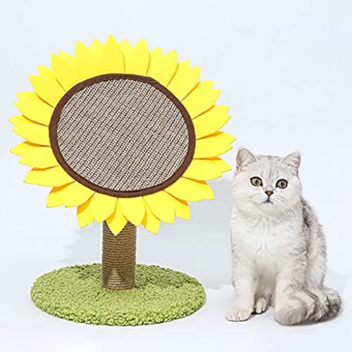 MERIGLARE Poste rascador para Gatos Sun Flower, Gatito para moler Garras, Gatos, Torre, Cuerda de sisal, Poste Envuelto, rascador, Gatitos, Juguete Interactivo