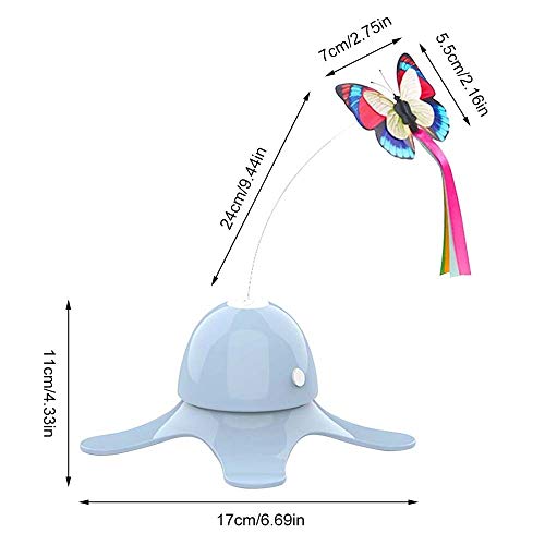 MEROURII Juguete de Mariposa para Gato,Juguete Interactivo para Gatos de Interior con Mariposa Giratoria de 360° para Mascotas