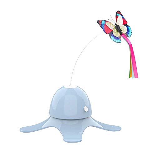 MEROURII Juguete de Mariposa para Gato,Juguete Interactivo para Gatos de Interior con Mariposa Giratoria de 360° para Mascotas