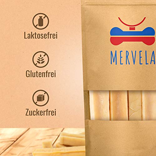 MERVELA Hueso masticable de queso para perros pequeños [41 g por barrita] - hecho a mano - con delicioso sabor a queso - 100 % natural - cuidado dental óptimo para tu amigo de cuatro patas (3 piezas)