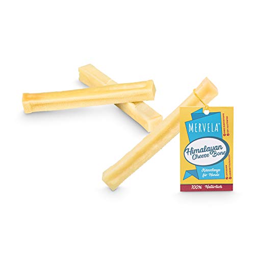 MERVELA Hueso masticable de queso para perros pequeños [41 g por barrita] - hecho a mano - con delicioso sabor a queso - 100 % natural - cuidado dental óptimo para tu amigo de cuatro patas (3 piezas)