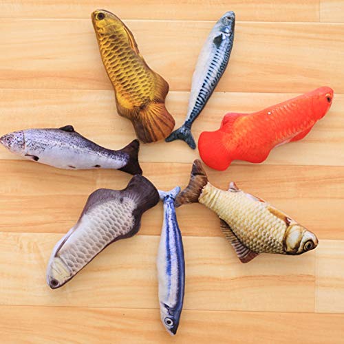 MeterBew1147 20cm Catnip Catmint Cat Favor Simulación Pez Gato Juguetes Forma de pez Poste rascador Peluche Corto para Suministros de Productos para Mascotas - Crucian Multicolor
