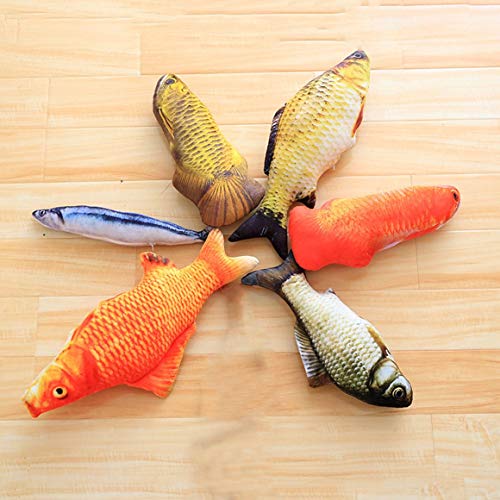 MeterBew1147 20cm Catnip Catmint Cat Favor Simulación Pez Gato Juguetes Forma de pez Poste rascador Peluche Corto para Suministros de Productos para Mascotas - Crucian Multicolor