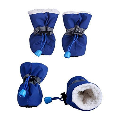 MGHN Zapatos para Perros 4pcs Impermeables Zapatos Perro de Mascota Invierno Antideslizante Lluvia Nieve Botas Calzado Caliente Grueso for Gatos pequeños Botines Puppy Dogs Calcetines del Perro