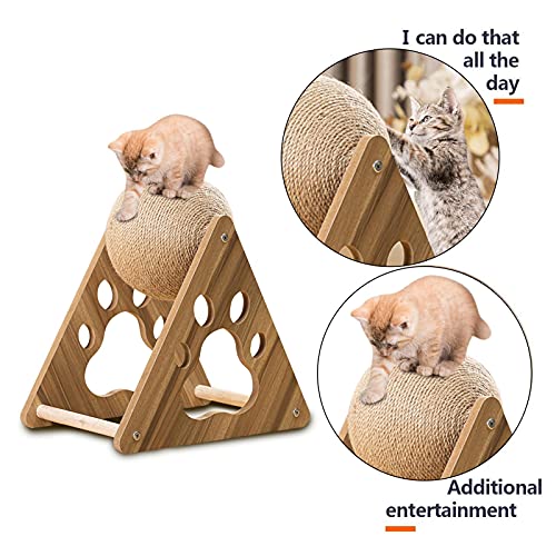 Mgichoom Pelotas Rascador de Sisal para gatos de madera maciza, juguete para escalar, juguetes interactivos para mascotas para gatos que evitan que los gatos arañen tu piso, sofá, cojines y muebles