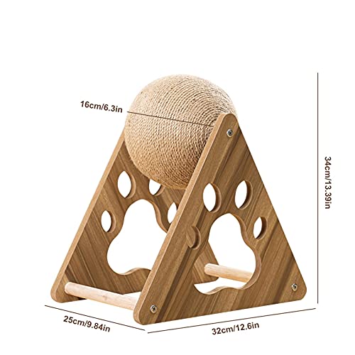 Mgichoom Pelotas Rascador de Sisal para gatos de madera maciza, juguete para escalar, juguetes interactivos para mascotas para gatos que evitan que los gatos arañen tu piso, sofá, cojines y muebles