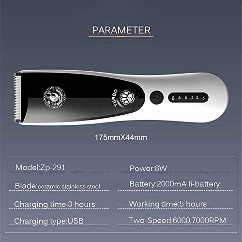 MGWA Clippers de Aseo de Mascotas Bajo Ruido Recargable De Belleza Gato Eléctrico del Perro Casero Corte De Pelo Animal Clippers Pelo De La Máquina De Carga USB For Mascotas Pelo Trimmer 17.5 * 4.4 *