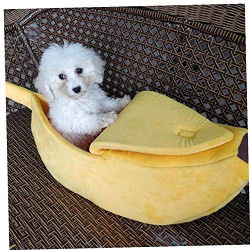 MICHAELA BLAKE Pequeña Cama del Animal Doméstico En Forma De Plátano Mullida Felpa Suave Y Transpirable Cama Caliente Plátano Cama del Gato Pet Supplies