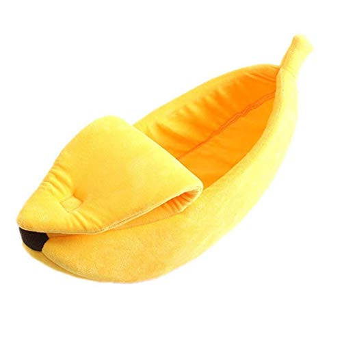 MICHAELA BLAKE Pequeña Cama del Animal Doméstico En Forma De Plátano Mullida Felpa Suave Y Transpirable Cama Caliente Plátano Cama del Gato Pet Supplies