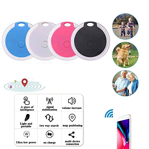 Mini Gato/Perro Localizador de Seguimiento GPS, Pequeño Dispositivo portátil Inteligente Anti-pérdida para niño/Mascota, Redondo Impermeable Dispositivo de alarmas Bluetooth (Negro, One 1 Pack)